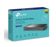 Комутатор TP-LINK TL-SF1009P, 9x 10/100M, 8 x PoE+ 65W, неуправляем, метален