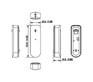 Dahua DHI-ARD512-W2(868) – размери и чертеж на датчика за счупване на стъкло (107.8 × 34.5 × 24.8 mm)